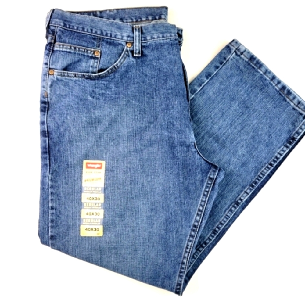 Wrangler Regular Men's Fit Wokwear Denim Blue Jeans Size 40x30